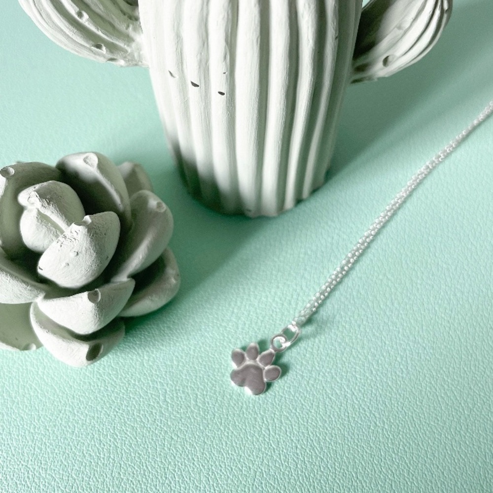 🎉 New Silver Plated Paw Print Necklace